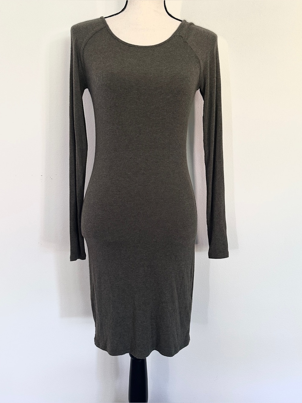 Long sleeve ribbed knit dress